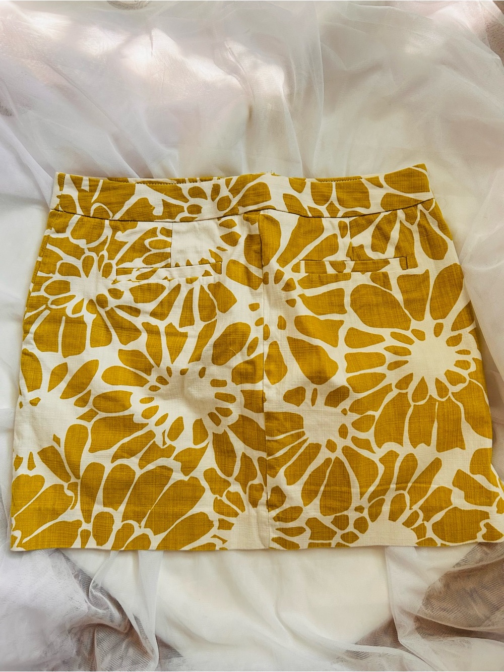 J. Crew White and Mustard Floral Mini Skirt